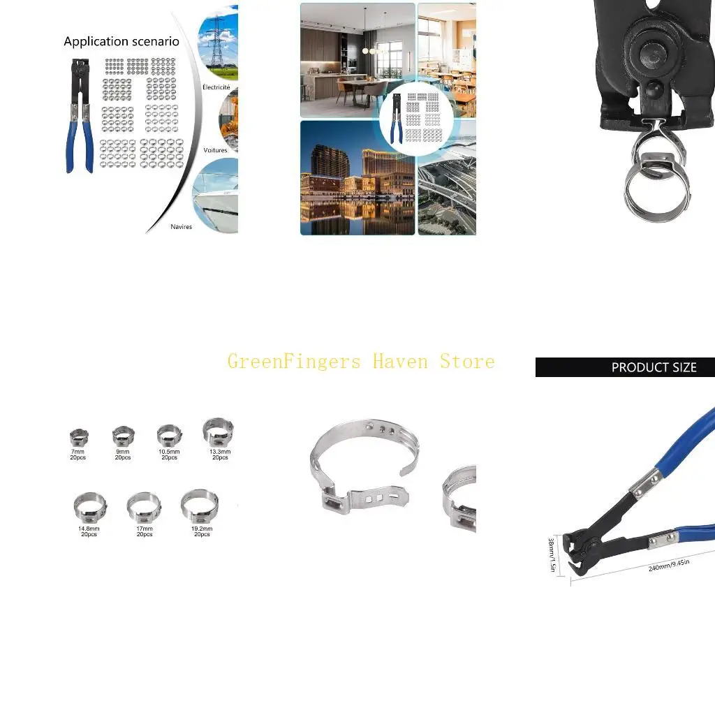 F68D Single Ear Hose Clamps Single Ear with Installation Pliers Mechanics Automotive