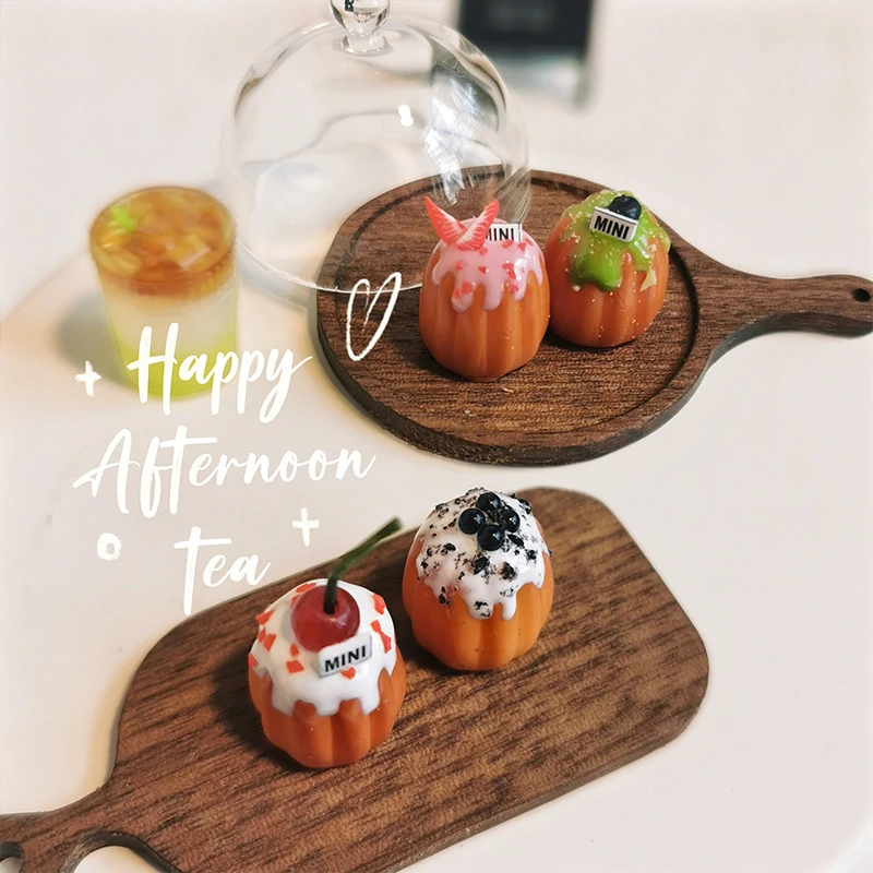 

4Pcs Simulation Mini Cake Dessert Models for 1/12 Dollhouse Doll Home Kitchen Food Decoration Micro Scene Photo Props