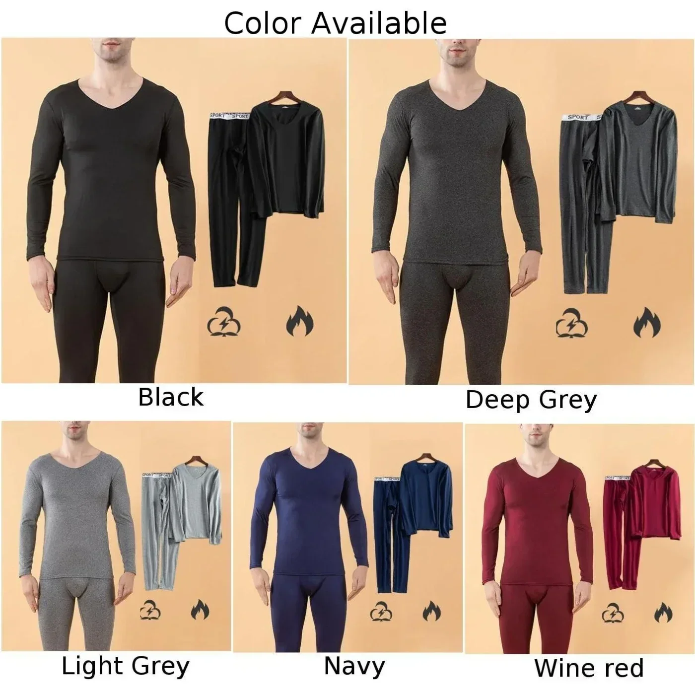 Fashion Men\'s Milk Silk Seamless Thermal Long Johns Tops Bottoms Autumn Winter Solid Color Men Comfortable Thermo Underwear Set