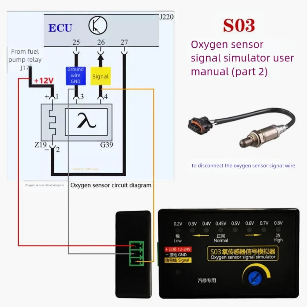 

Tester Signal Voltage Adjuster Oxygen Sensor Simulator Vehicle Fault Detector Compatible Oscilloscope Signal Viewing
