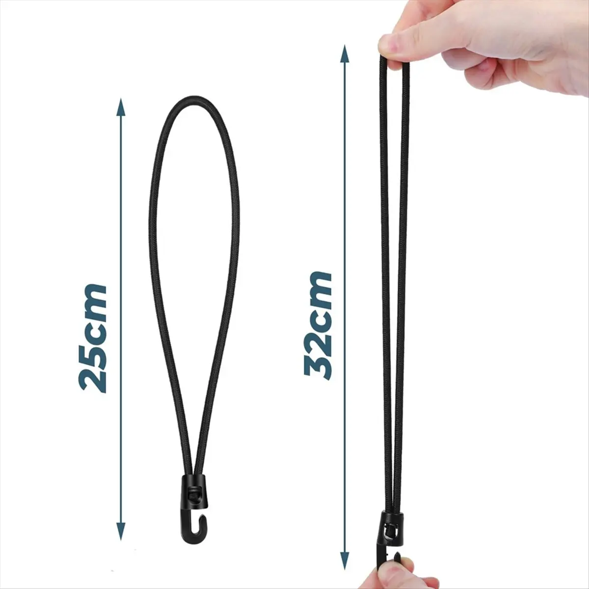 ABNQ Bungee Cord with Hooks, Pack of 20 Expander with Hooks, 25 cm, Multifunctional Tensioner,for Tents, Nets, Camping