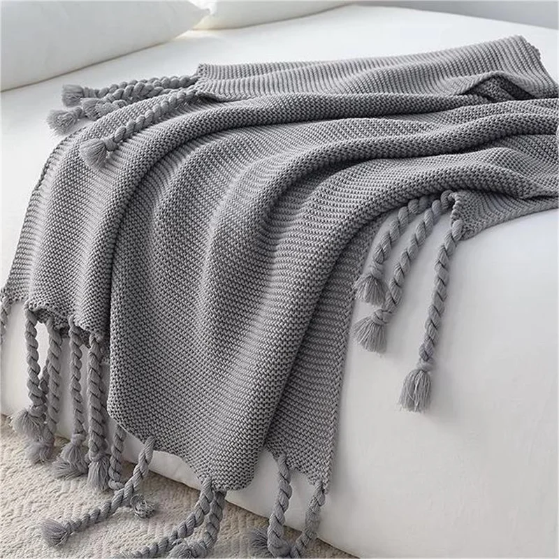 Nordic Cozy Cable Knit Throw Blanket Knitted Thread Blankets for Bed Sofa Cover Bedspread On The Bed Home Travel TV Nap Blanket