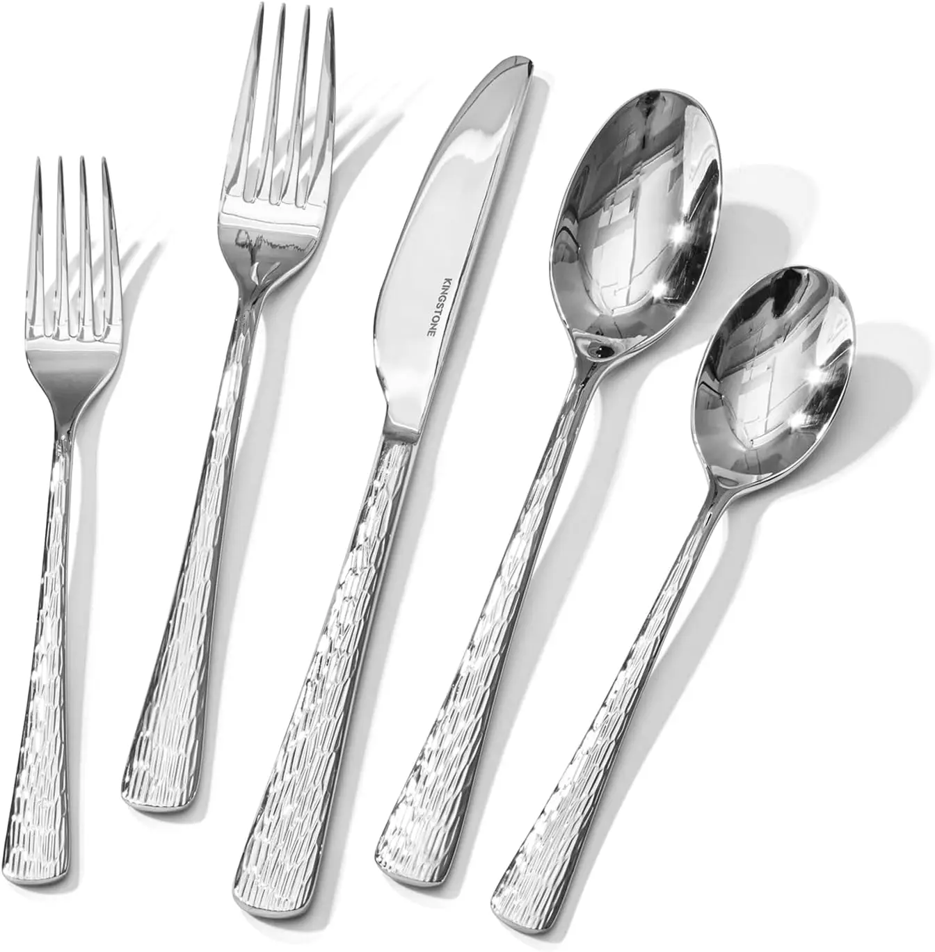 

40-Piece Stainless Steel Flatware Set with Ripple Handles - Dishwasher Safe Cutlery for Family Dining & Gifts
