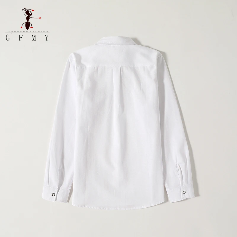 الأطفال قميص أبيض بأكمام طويلة الأزرق زي مدرسي النمط الروسي لربيع الخريف الأعمار 3-12 موضة جديدة التلبيب بلوزة