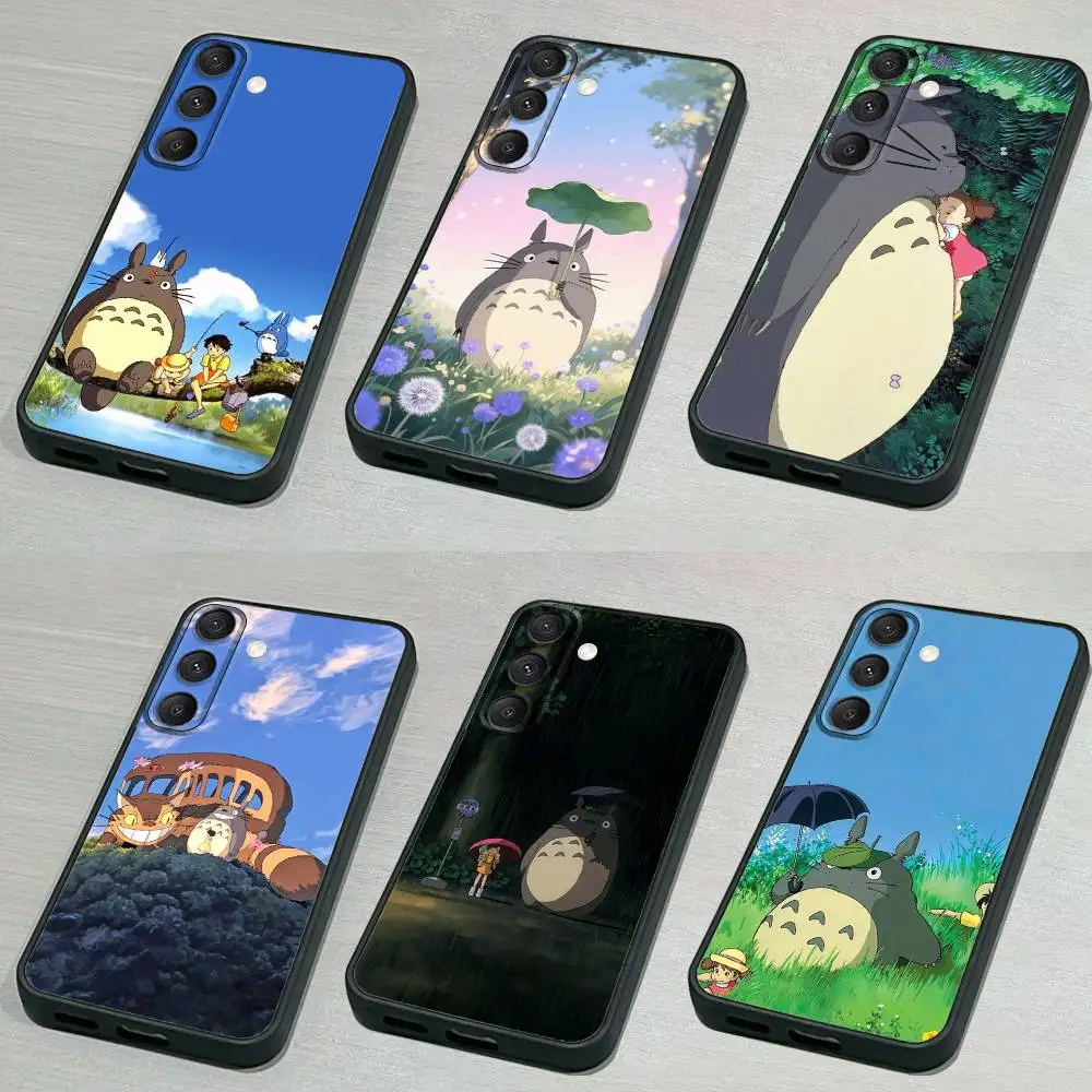 

T-Totoro C-Cute Anime Phone Case For Samsung S 25,24,23,22,30,21,10,9,Ultra,Plus,Lite,FE,4,5G Black Soft Case