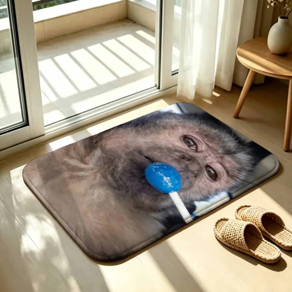 Funny Cute M-Monkey Floor Mat Soft Non Slip for Entry Door Bathroom Indoor Home Decorative Carpet