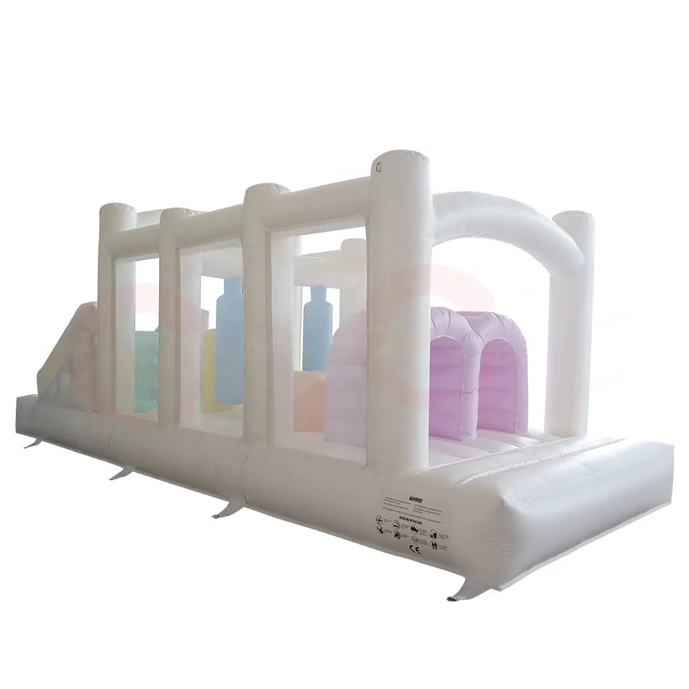

7x2.5m White Inflatable Obstacle Course Inflatable Obstacles Run Bouncer Playground For Trampoline Park Adventure Sports Park