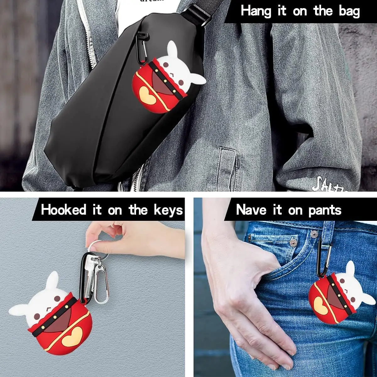 에어팟 4 귀여운 만화 재미있는 고스트 엘프 디자인 실리콘 이어버드 케이스, 에어팟 4 케이스 후크 포함, 2024 신제품 커버, 2024