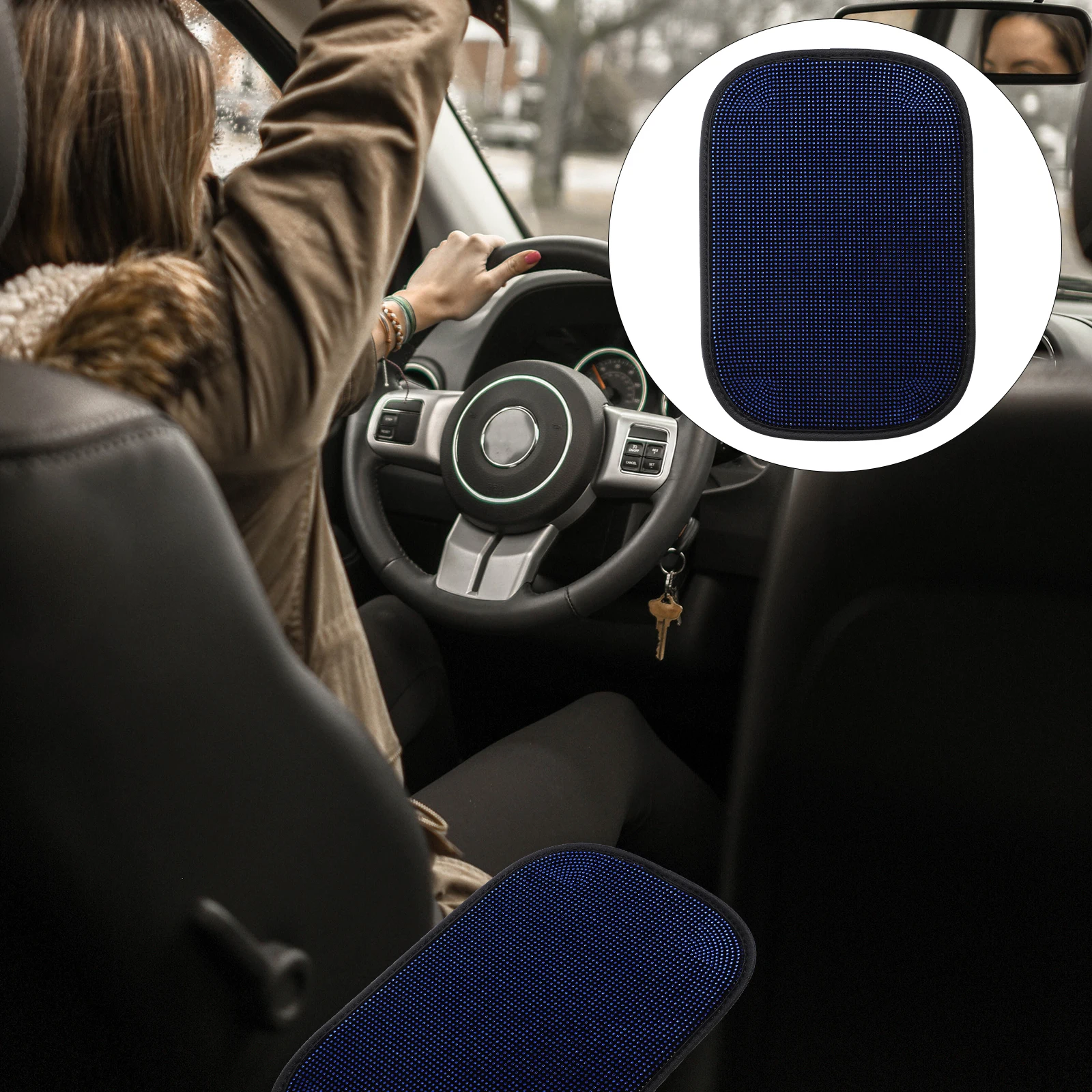 

Car Armrest Box Cover Rhinestone Velvet Cool Breathable Protects Damage Pet Claws Scuffs Dirt Elastic B Hook Loop Simple