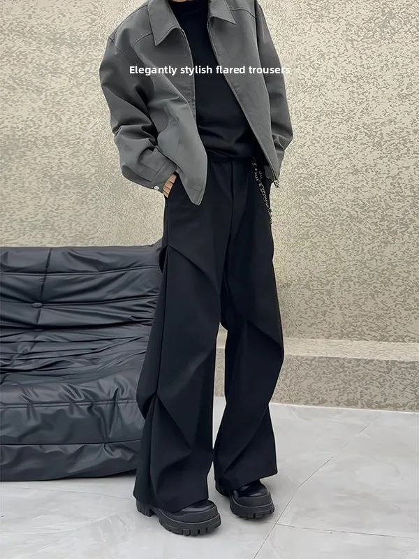 

Black Slimming Men's DK Pants Autumn Fashionable Naples Long Trousers Loose Fit Casual Youthful Polyester Blend Summer