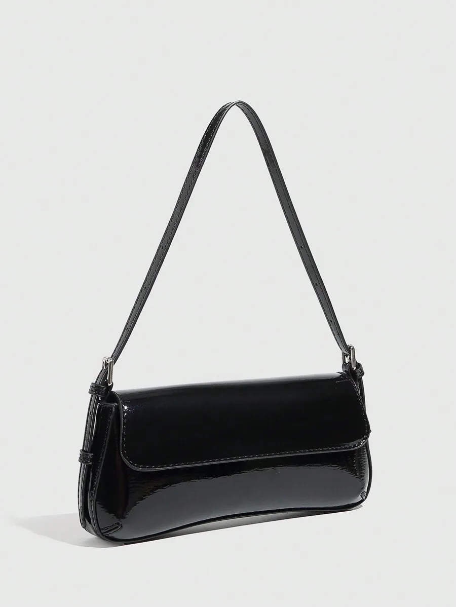 

Женская сумка через плечо из глянцевой лакированной кожи, минималистичная сумка-клатч.