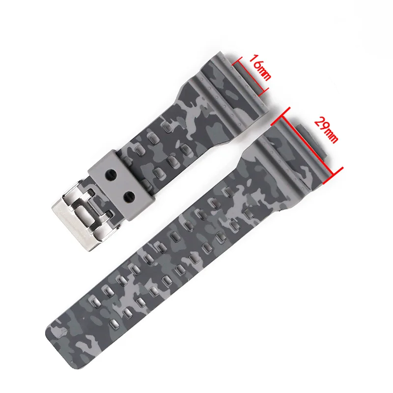 16 مللي متر الرجال الراتنج حزام ساعة اليد ل كاسيو GD GA GAX GLS-100 110 120 700 140 150 710 8900 حزام (استيك) ساعة النساء المطاط التمويه معصمه