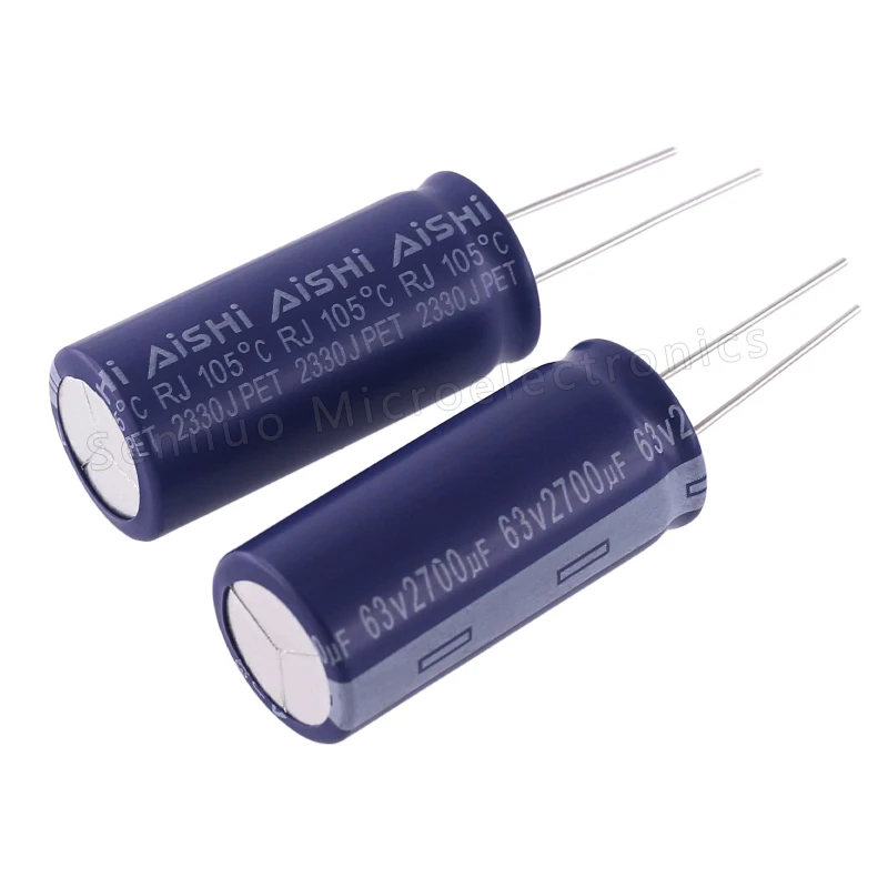5 Buah Kapasitor Elektrolit Aishi Baru 63V 2700uF 63V 2700UF Frekuensi Tinggi Resistansi Rendah Filter Penguat Daya 2700UF 63V