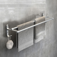 Bathroom Hand Towel Rack Towel Holder Wall Mount No Drill Mount 40/50cm Towel Bar Aluminium Double Bar 2 Tier