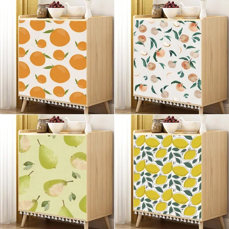 Fresh Fruits Peach Lemon Cabinet Dust Cover Short Curtain Half-curtain Kitchen Storage Shoe Shelf Wardrobe Window Decor Curtains