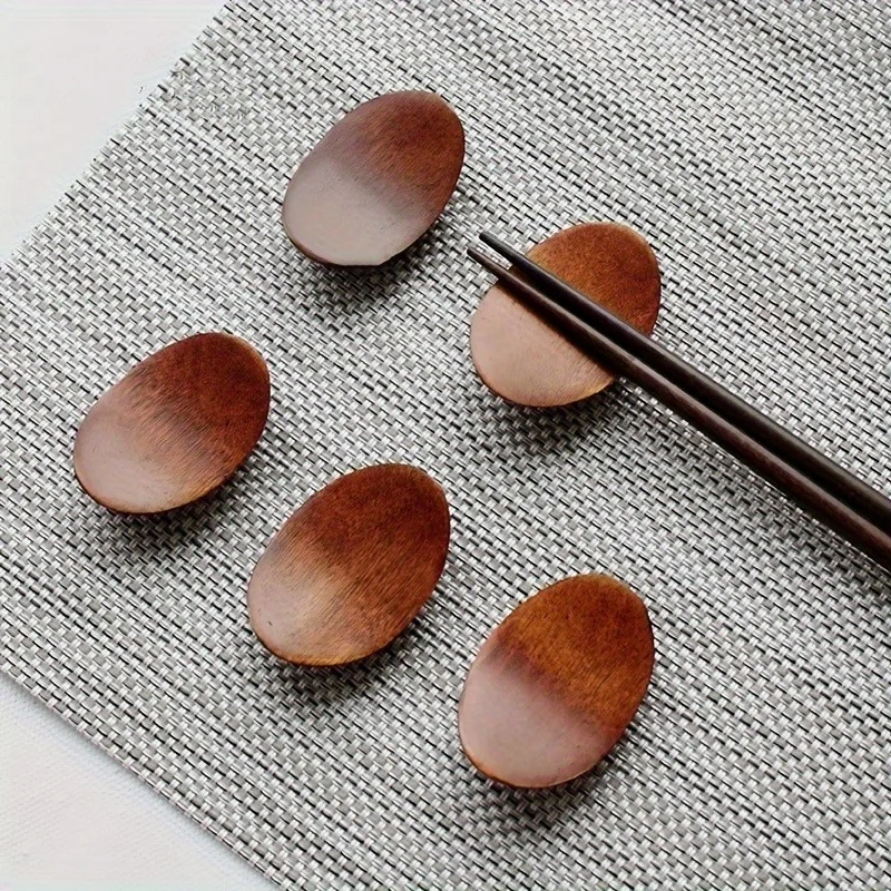 5pcs Japanese-style Wooden Chopsticks Stand Nanmu Big Ingot Chopsticks Stand Creative Cute Tableware Simple Household Utensils