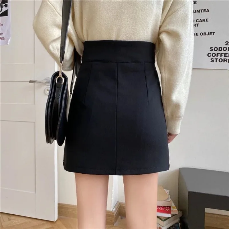 Frauen Kleidung Frühling Herbst Mode Koreanische Zipper Solide Farbe Hohe Taille A-linie Rock Weibliche Modische Erscheinen Dünne Dünne Rock
