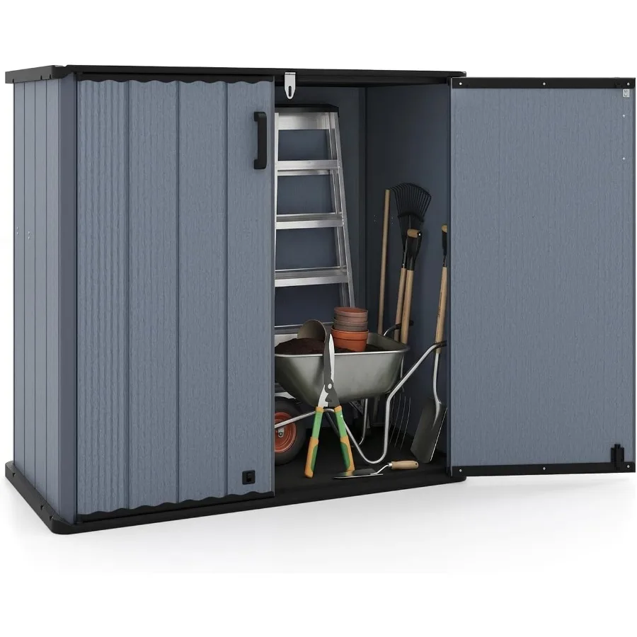 23.5 Cu.ft Outdoor Storage Shed for Garden Tools, galvanized steel, gray, weather-resistant and lockable