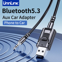 Unnlink Bluetooth 5.3 Aux Adapter Wireless Car Bluetooth Receiver USB to 3.5mm Jack Audio Music Mic Handsfree Adapter for Car