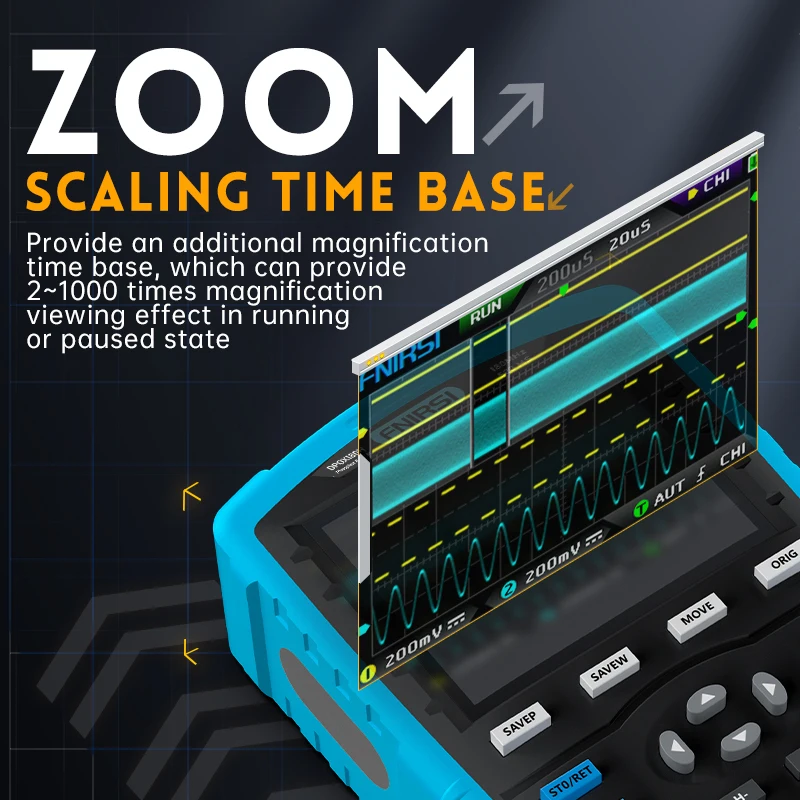 FNIRSI DPOX180H Handheld Digital Oscilloscope 180MHz -3DB 50000wfms/s Dual Channel 20Mhz Signal Generator ZOOM FFT Osciloscópio