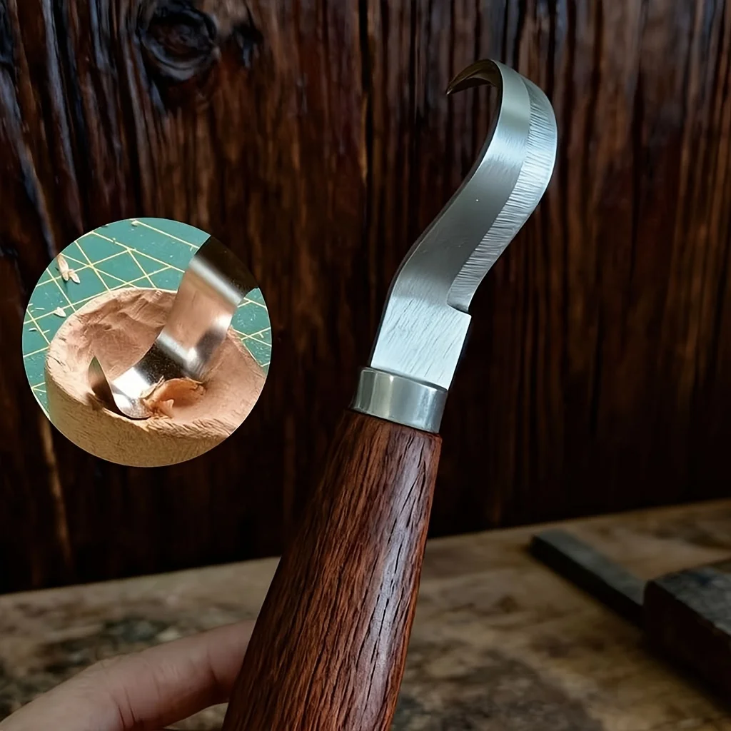 Walnut Chrome Vanadium Steel Carving Knife, Wood Cutting Knife, Scraping Knife, Spoon Knife, Woodworking Carving Set, Handmade DIY Bending Knife, Digging Knife, Complete Set Of Woodworking Carving Tools