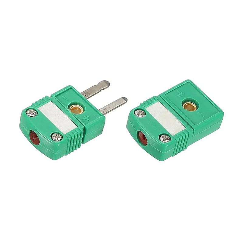 2 Set Mini K Type Thermocouple Wire Connectors Male Female Plug Adapter 200°C(392°F) for Thermocouple Sensor Probe Green