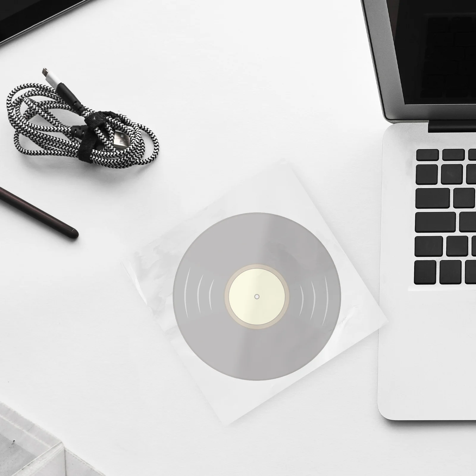 

50Pcs Black Vinyl Record Sleeves Clear Crystal Protective Covers Perfect for 12Inch Album Outer Sleeve Record Storage