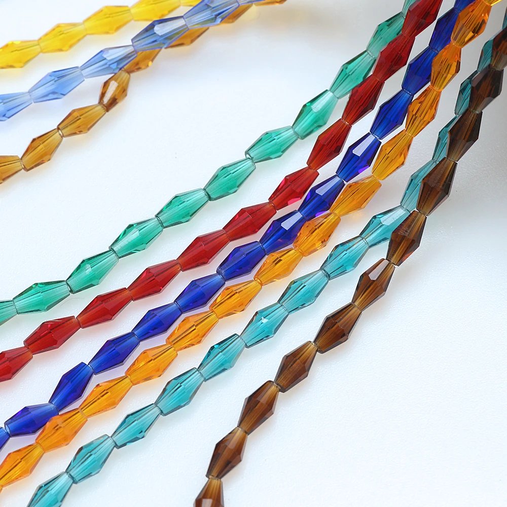 3x6/4x8/6x12mm Austrian Crystal Faceted Beads Long Bicone Shape Glass Loose Beaded Handmade Jewelry Bracelet Making DIY