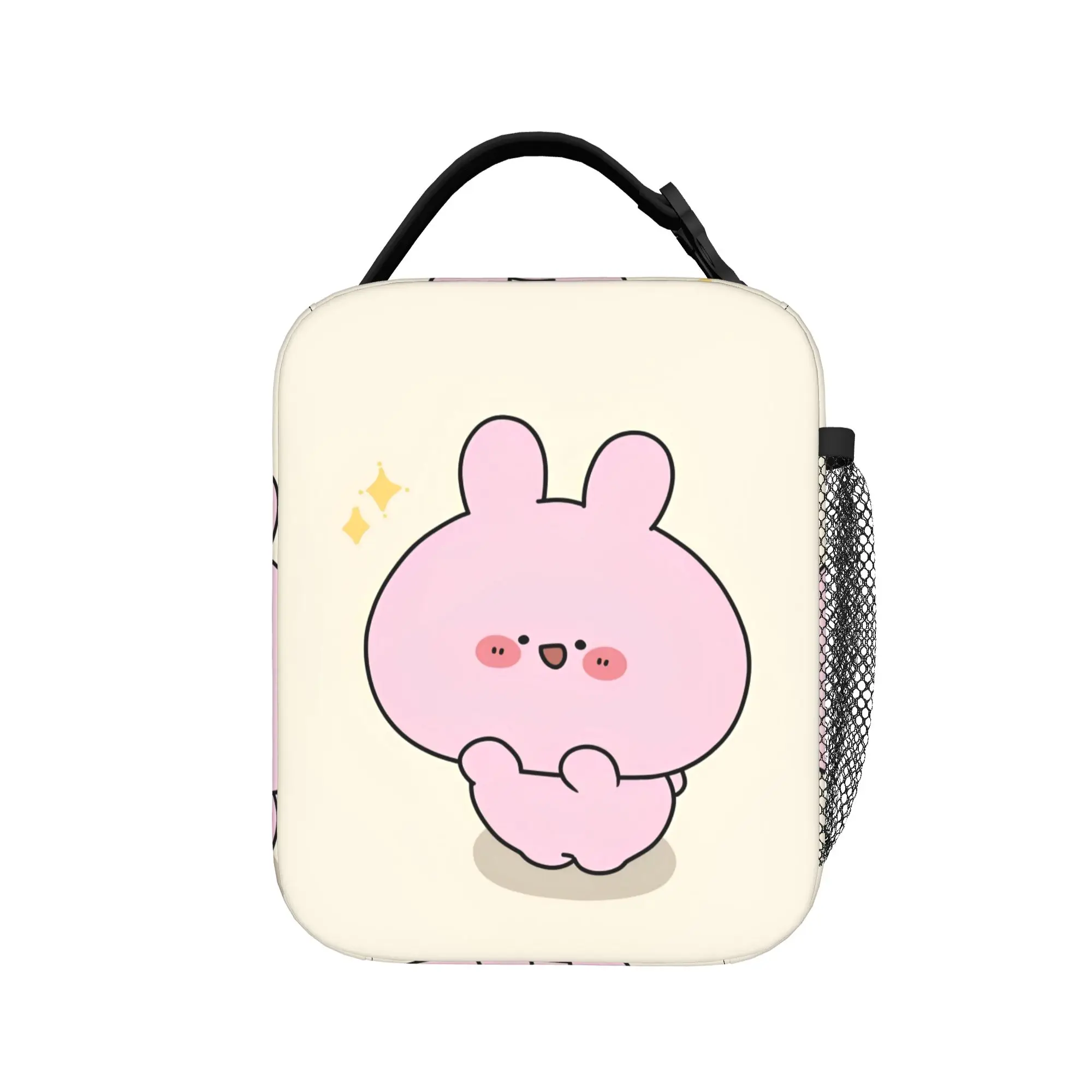 Asamimichaan Asleep Cartoon Insulated Lunch Bag Thermal Bag Reusable,Meal Container Kawaii Asamimi Large Lunch Box Tote Girl Boy