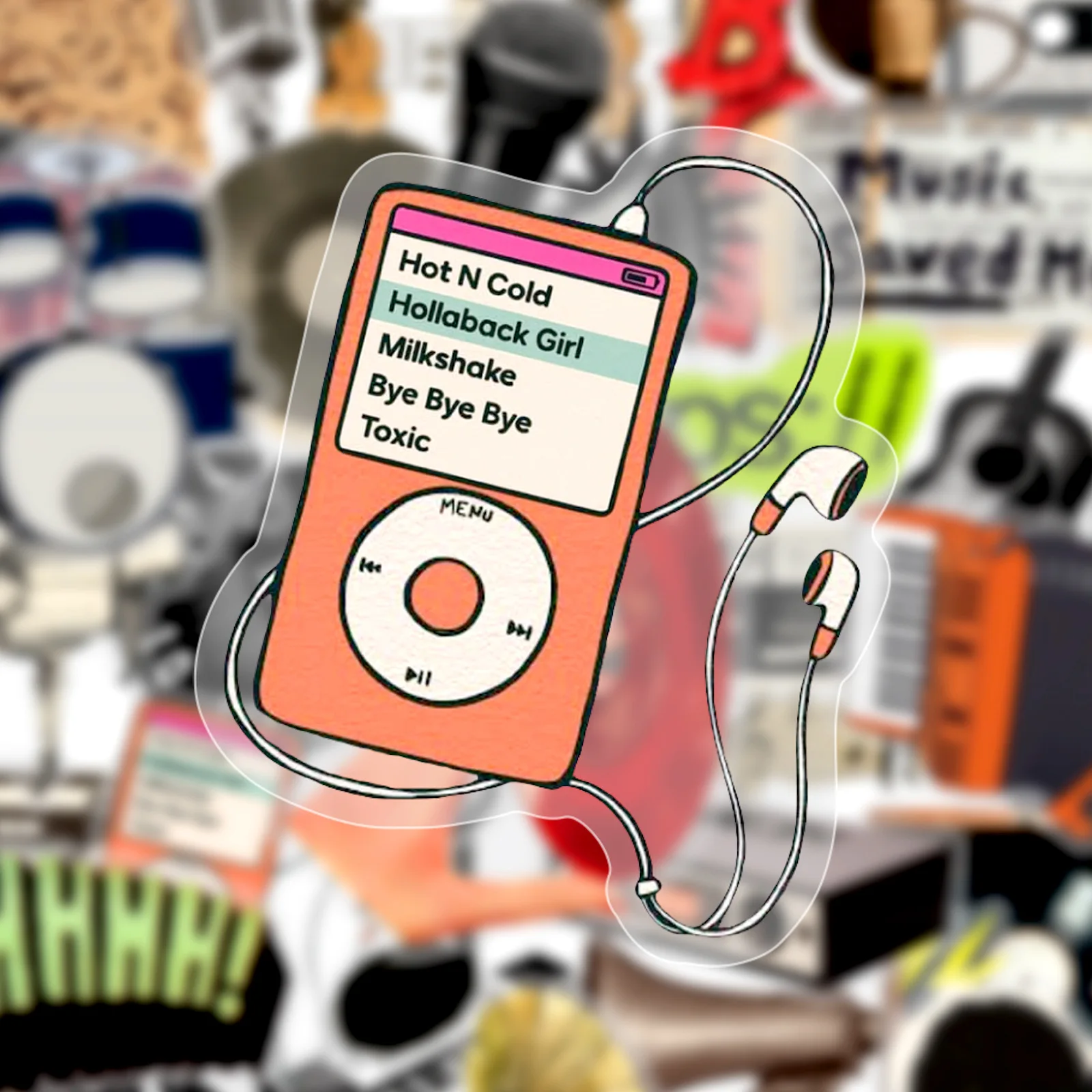 50Pcs Vintage Y2K Rock Music Instrument Transparent Stickers DIY Scrapbooking Phone Luggage Skateboard Waterproof Sticker