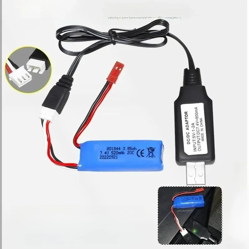 [NEW]  Wholesale 7.4V 520mAh 20C Lithium Battery for RC Aircraft Car Accessories 801844 High Rate Rechargeable Power Cell