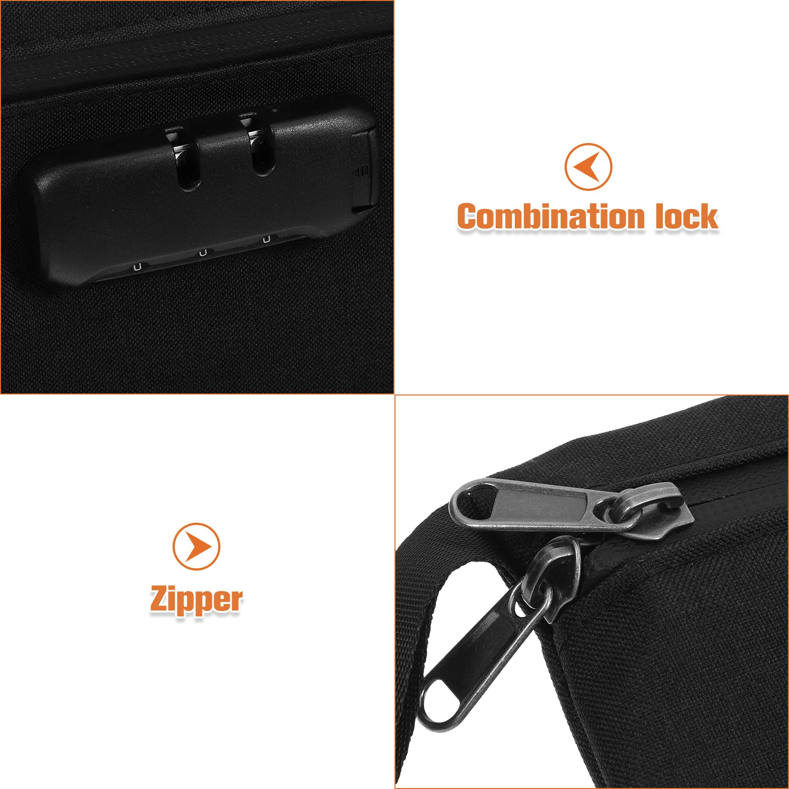 Locking Storage Bag Combination Lock Splashproof Secure Document Pouch For A4 Files Cash Phone Tablet Credit Cards Black