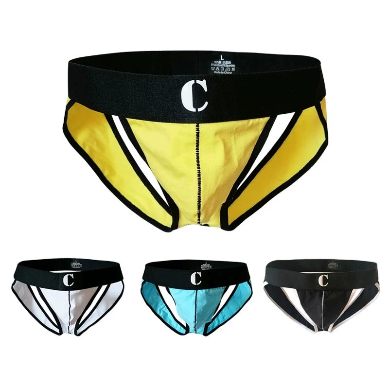 

4PCS Men Thongs Sexy U-bag Underwear Double String Cotton Men's Breathable Lingerie Open Butt Panties Sissy Panties Jockstrap