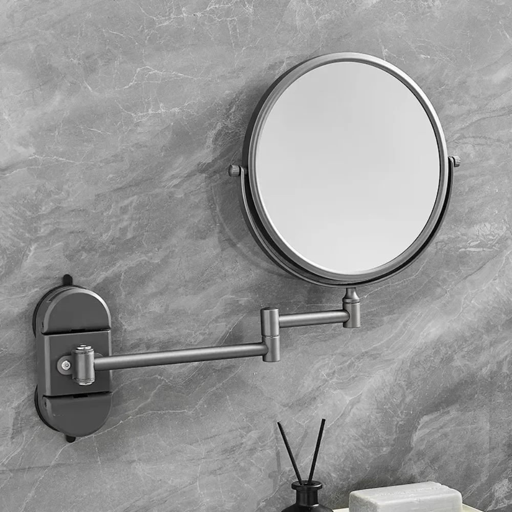 Suction Cup Retractable Vanity Mirror Hotel Non-perforated Folding Wall Mounted Vanity Mirror Bathroom Adjustable Beauty Mirror