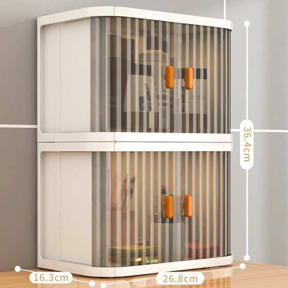 1-2 Tier Desktop Storage Box Plastic Moisture-proof Folding Organizer Box Stackable Foldable Cosmetics Organizer Boxes