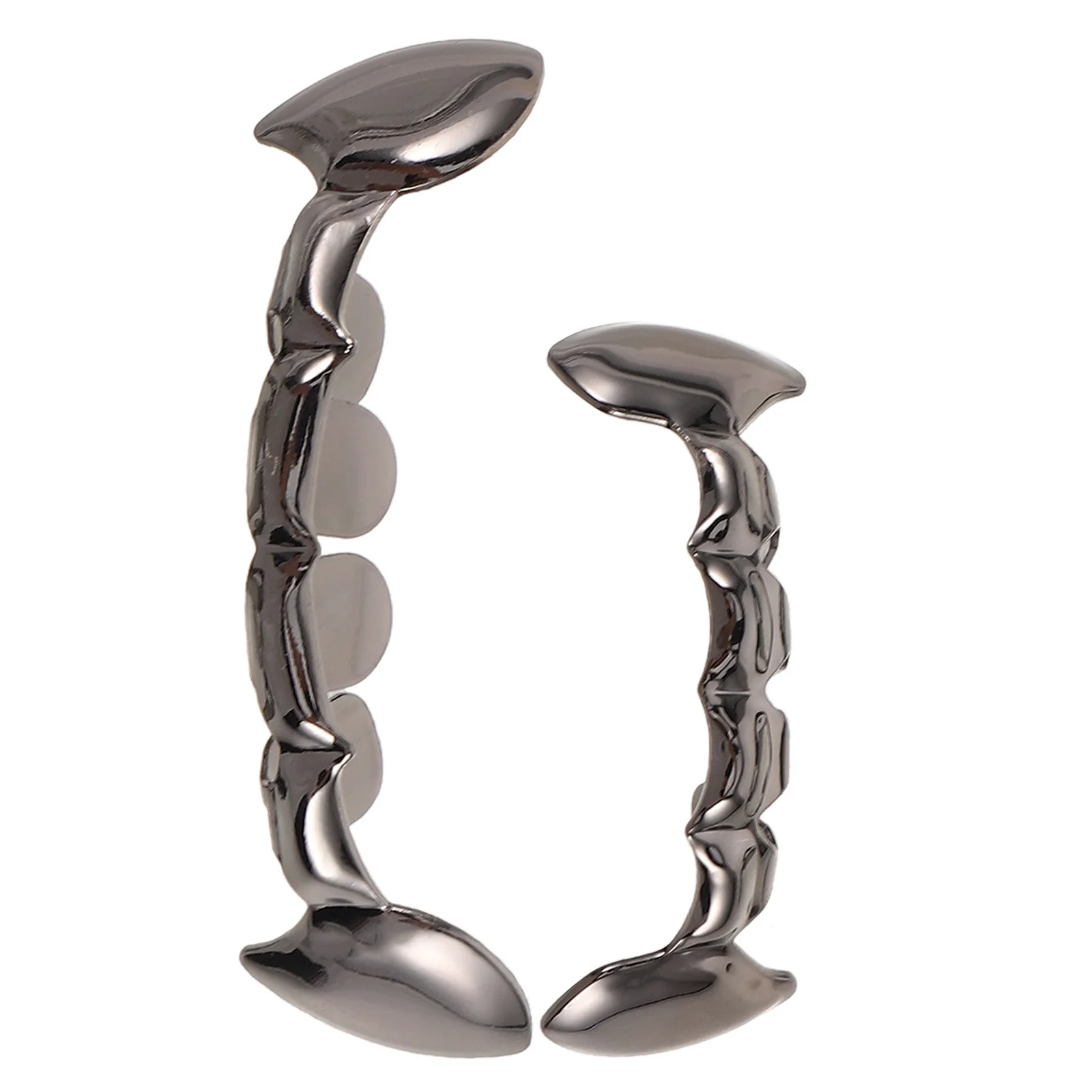 2 szt. Miedziane zęby hip-hopowe, sztuczne nakładki na zęby, odpinane akcesoria na imprezę Halloween, grilli na usta dla mężczyzn, kostium wampira