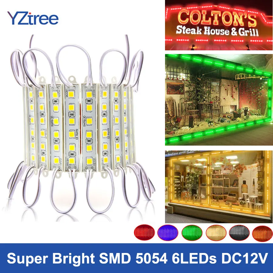 20PCS/Lot SMD 5054 LED Module Light 6LEDs DC12V Waterproof LED Advertisement Backlight Module Storefront Light Lamp