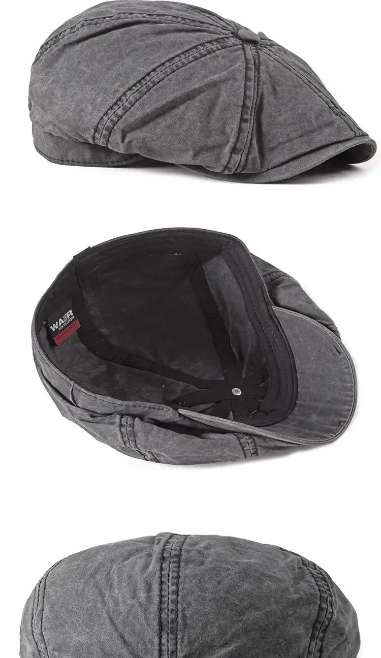 Denim Peaked Cap Herren Damen Baskenmütze Hut neue Mode Zeitungs jungen Kappen Outdoor Streetwear gewaschen lässig Vintage Boina Hüte – Detail 5