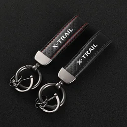 Leather car keychain Horseshoe Buckle Jewelry for Nissan X-Trail X trail T30 T31 T32 Auto Accessories
