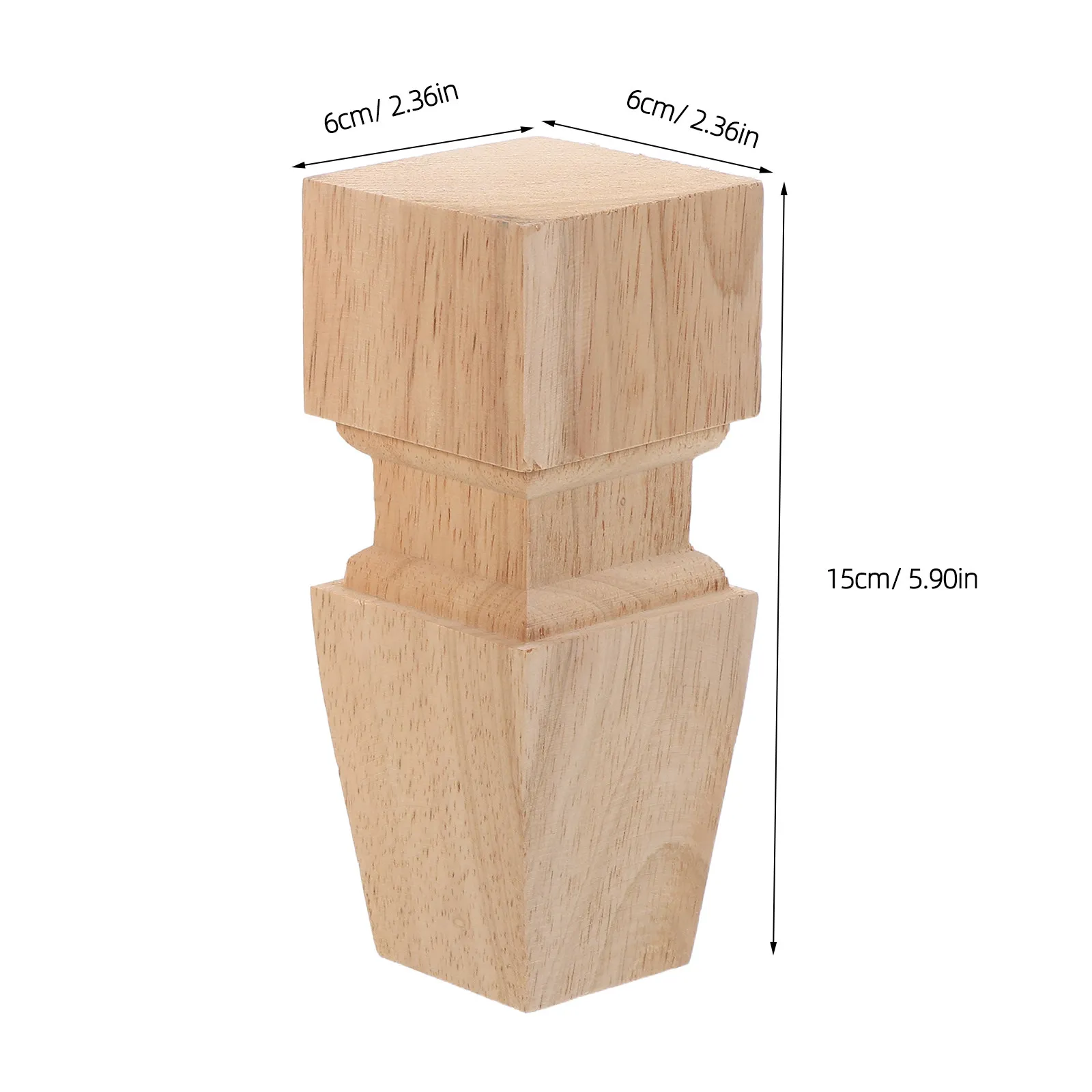 2Pcs Solid Wood Furniture Legs 6 Inch Unfinished European Style Sofa Legs Replacement for Couch Cabinet Bench Bedroom Furniture