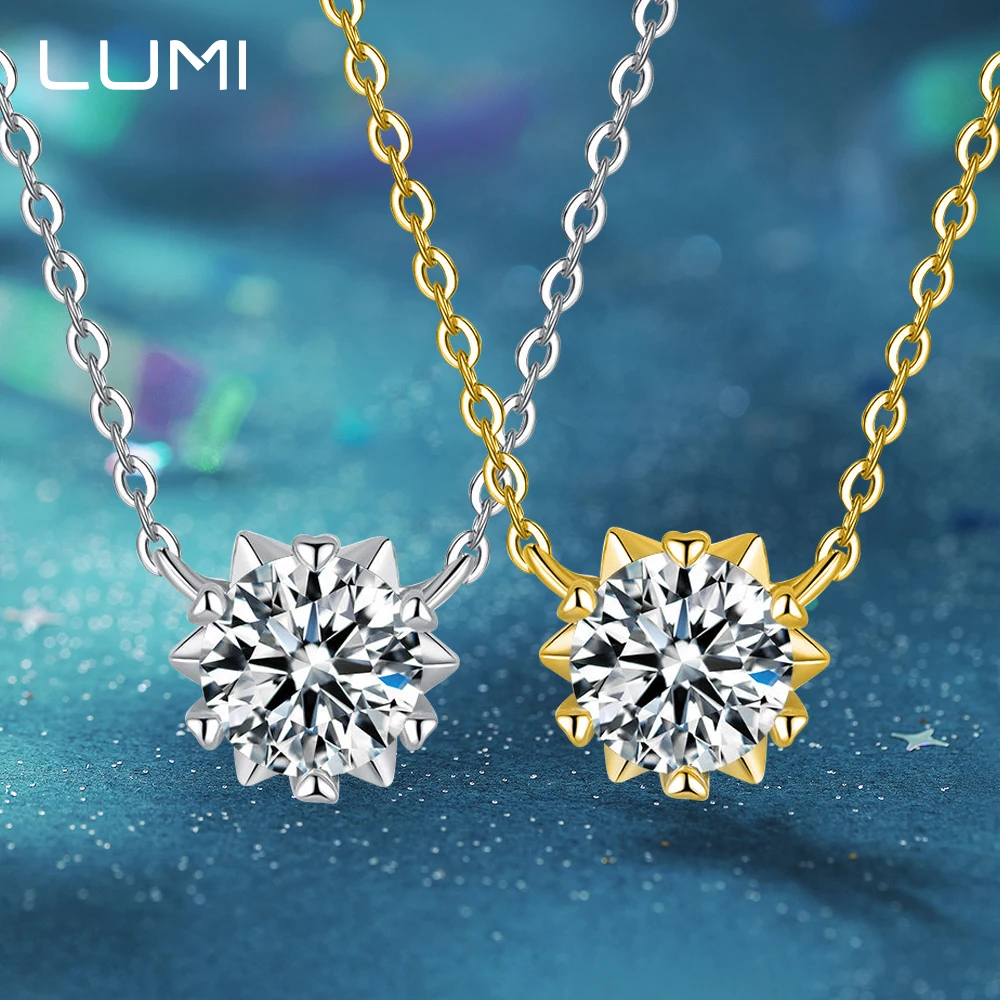 

Модный 14-каратный позолоченный кулон с муассанитом 1 карат для женщин - супер красивые женские аксессуары на шею, воротник