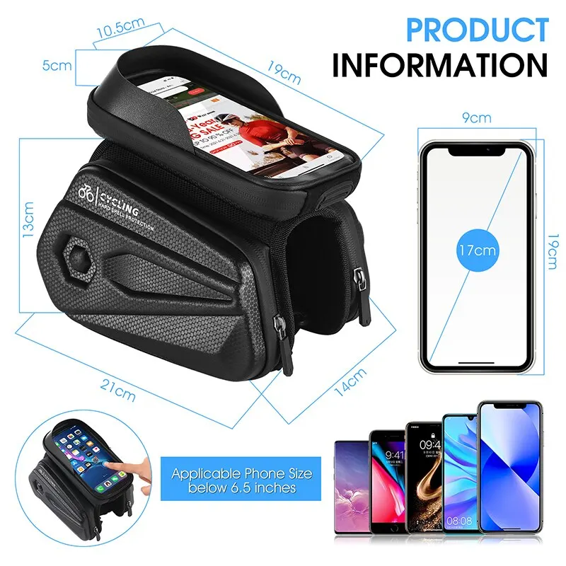 WEST BIKING Bicycle Top Tube Phone Bag Touch Screen Waterproof 6.5 Inch Bike Phone Bag MTB Road Bike Cycling Front Frame Bag