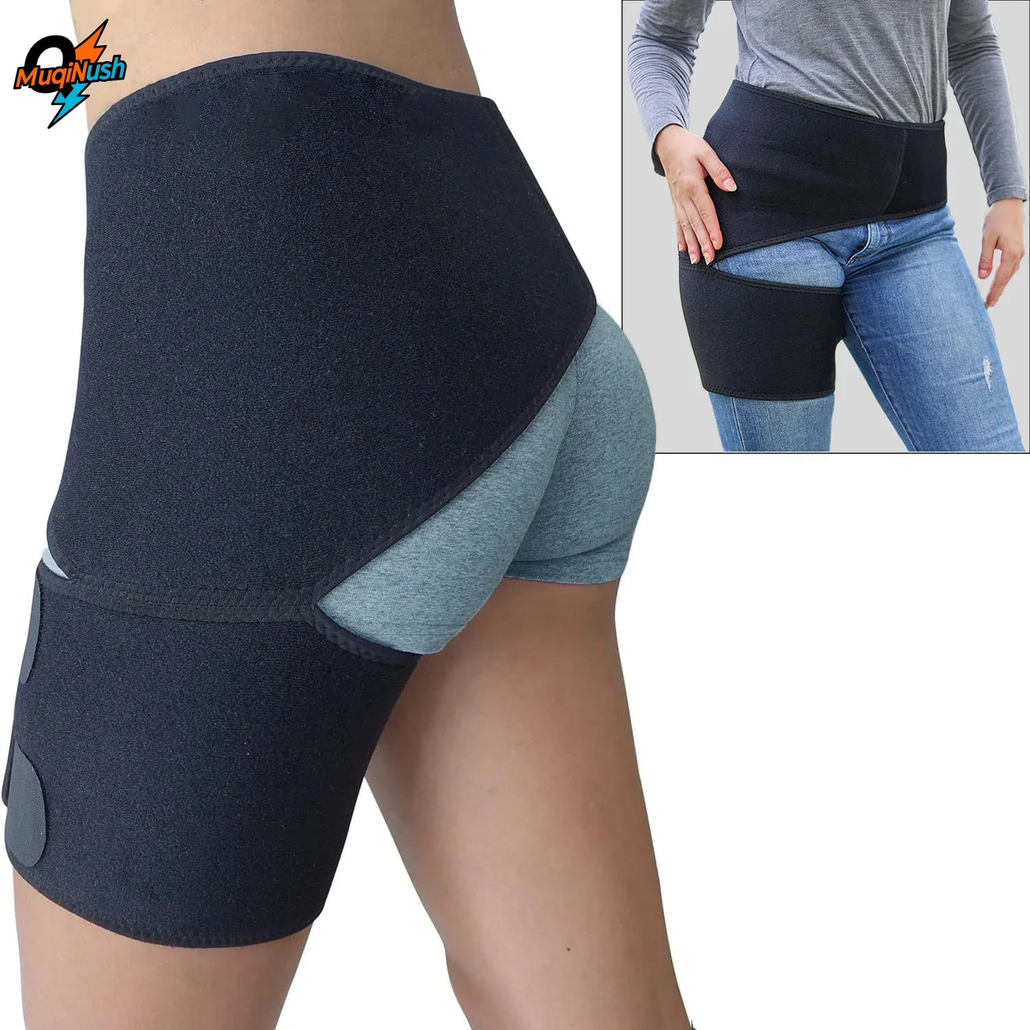 

MuqiNush Hip Compression Suppport Brace for Sciatica Pain Relief, Pulled Thigh Fleхоr Strain Sacroiliac Joint Support Stabilizer
