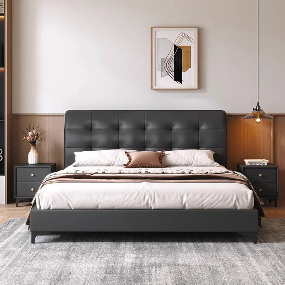 

Headboard 2 People Frame Bed Queen Full Size Hotel King Size Bed 180x200cm Adults Double Upholstered Home Bedroom Furniture