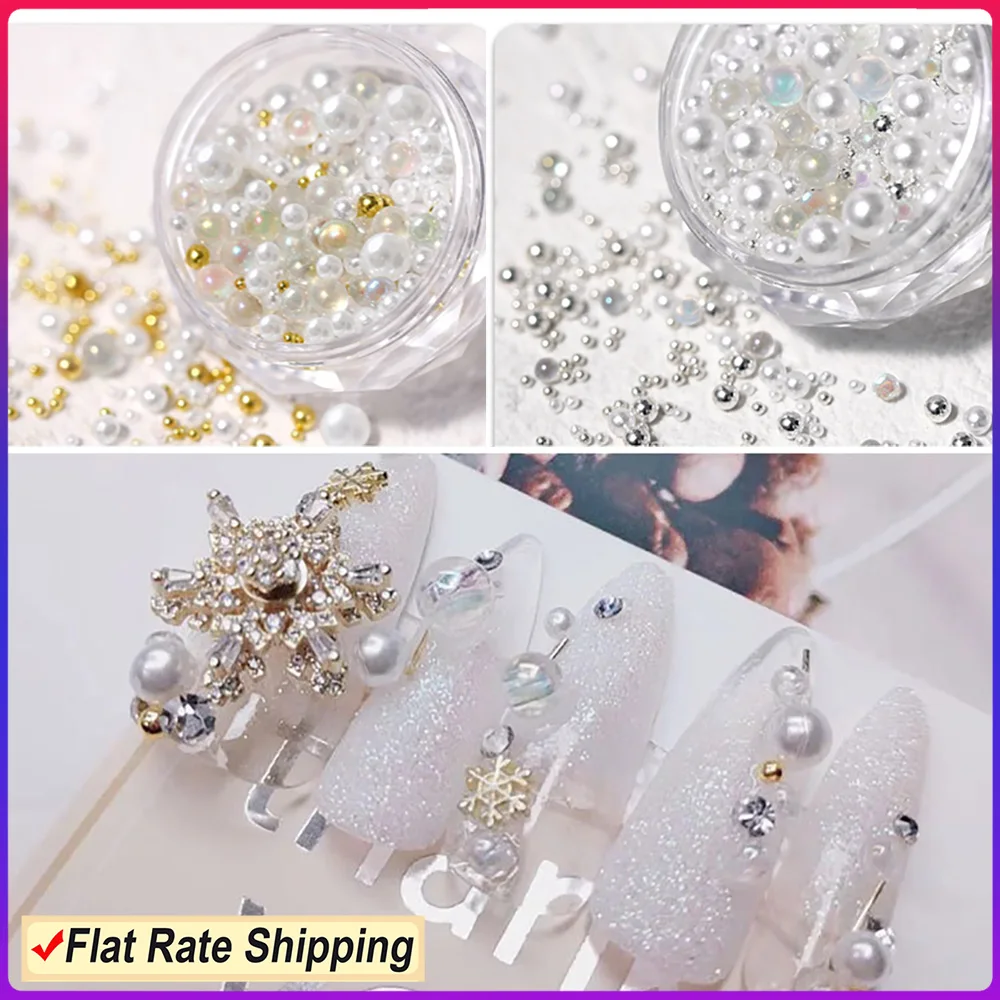 (Bulk in Bulk Pay One Shipping Fee ONLY) Pearl Beads Shape Round Nails Nails Art Accesoires 3D Nail Charms Nail Gems Rhinestones