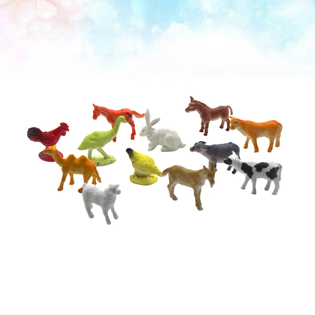 12pcs Farm Animal Model Toys Plastic Similation Toy Educational Cognition Toy Favors for Baby Kid Child