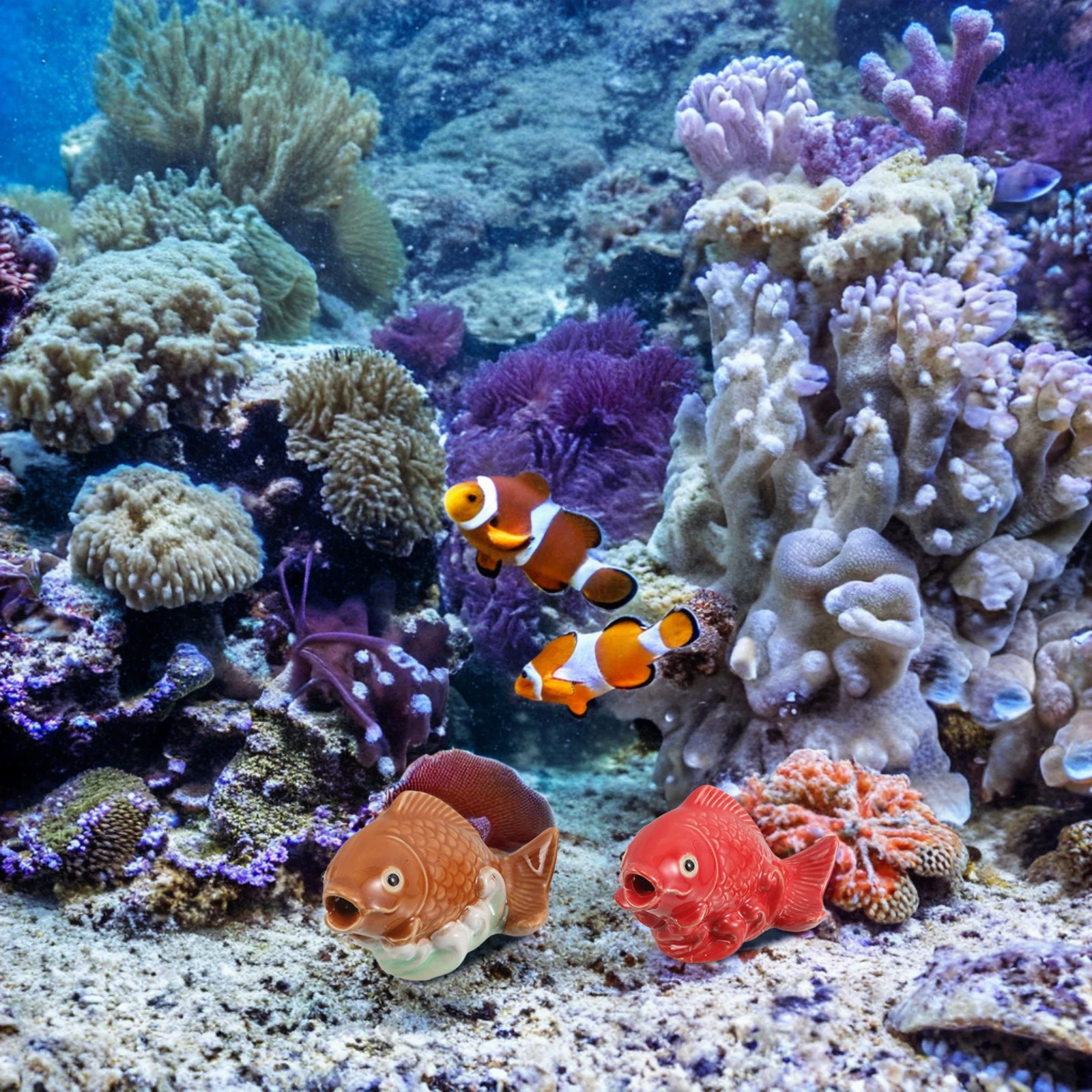 

2Pcs Ceramic Carp Ornament for Aquarium Garden Pond Decor Fish Tank Accessories Water Flow Koi Statue Decoration