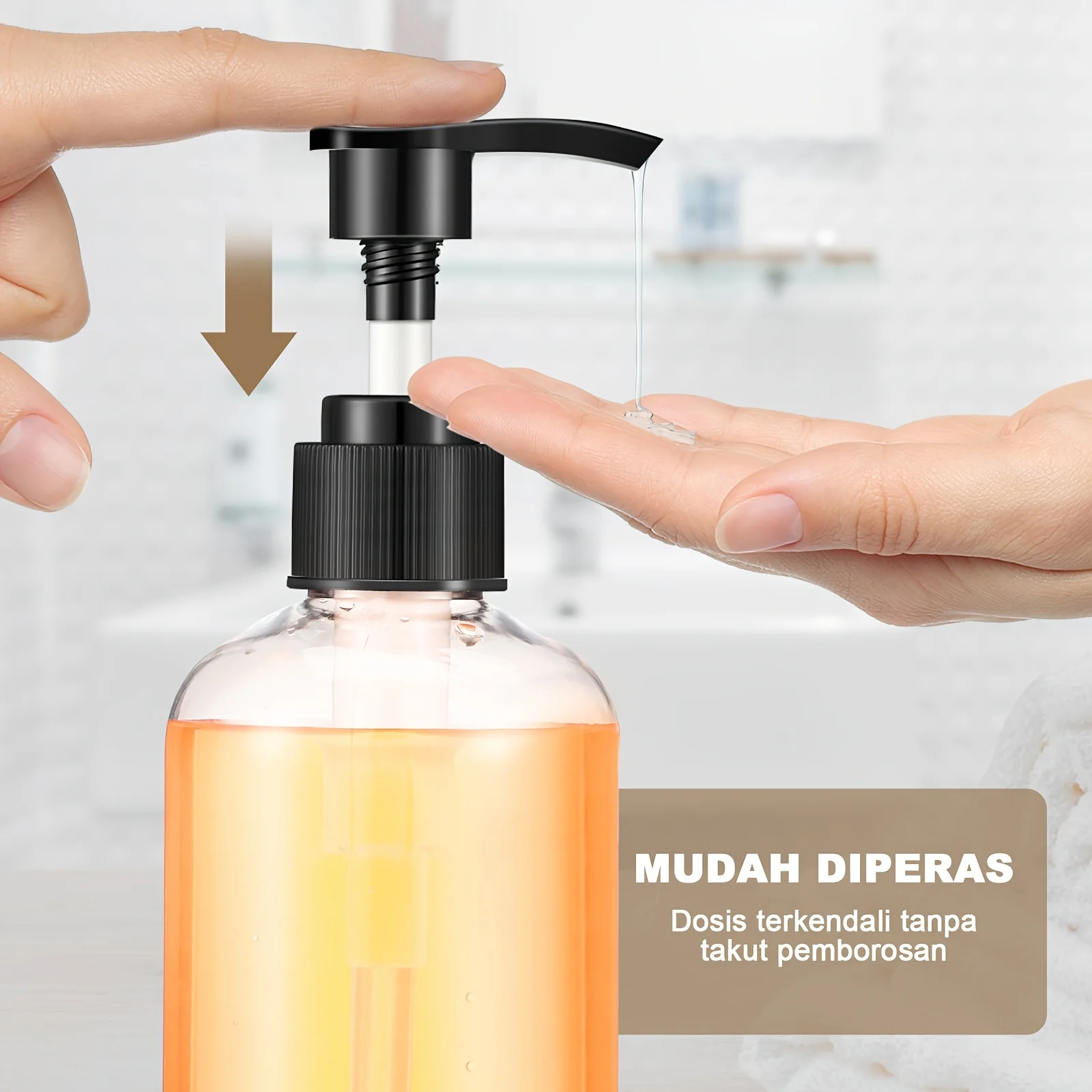 8 Stück 300/500ML Klare Shampoo-Leerflaschen mit Pumpe, Duschgelspender für Dusche, Badezimmer, Shampoo, Conditioner, Körperwaschflasche – Detail 3