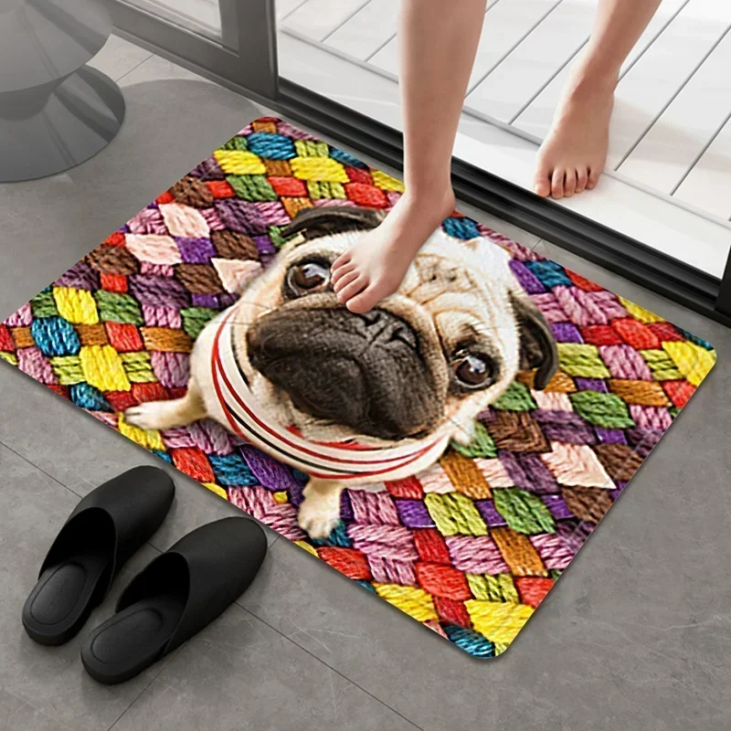 Cute Dogs Series Bath Mat Super Absorbent Non Slip Rug Washroom Carpet Shower Room Indoor Washable Easy Clean Doormat Home Decor