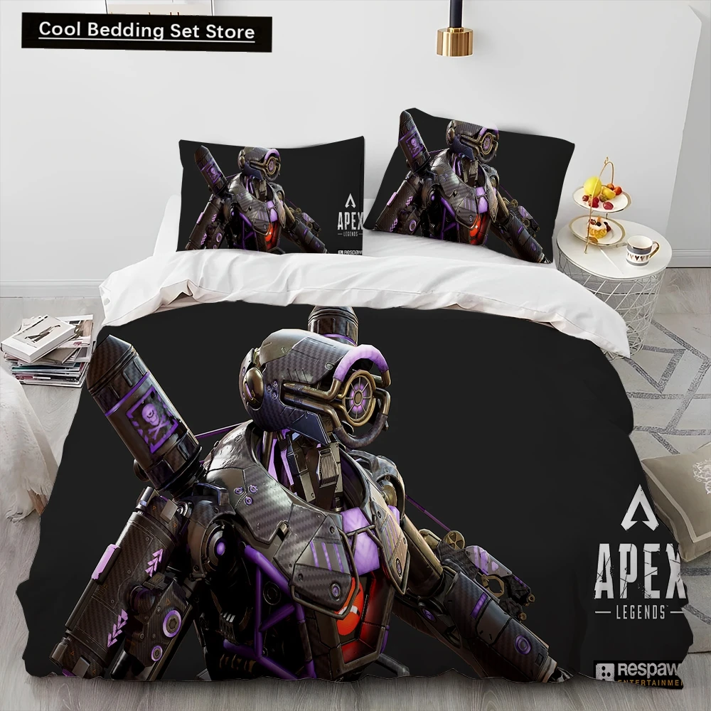 

A-Apex Legends Game Gamer Cartoon Comforter Bedding Set,Duvet Cover Bed Set Quilt Cover Pillowcase,king Queen Size Bedding Set